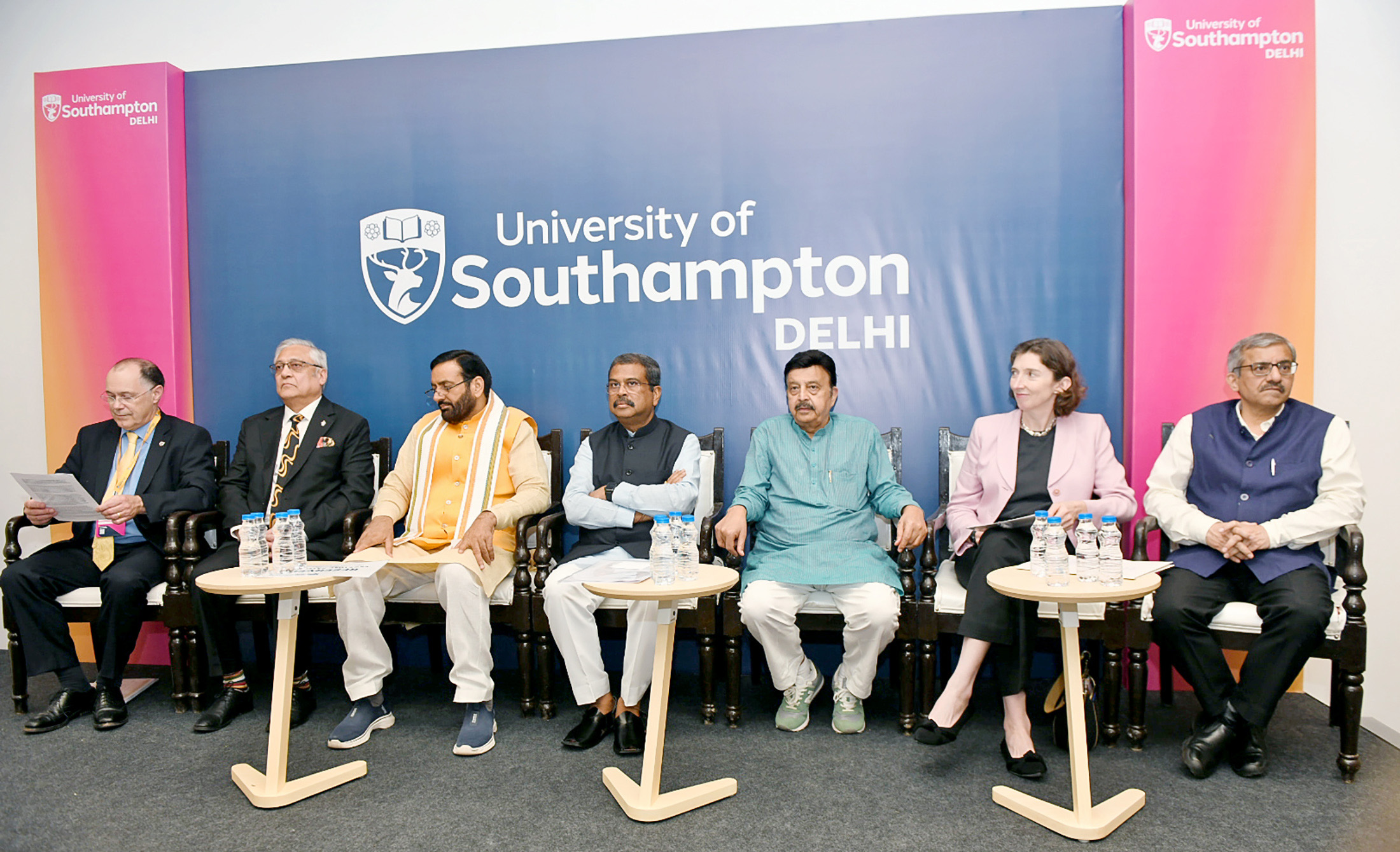 The Union Minister for Education, Shri Dharmendra Pradhan and The Chief Minister of Haryana Shri Nayab Singh Saini in a group photograph during Opening Ceremony of the University of Southampton’s
