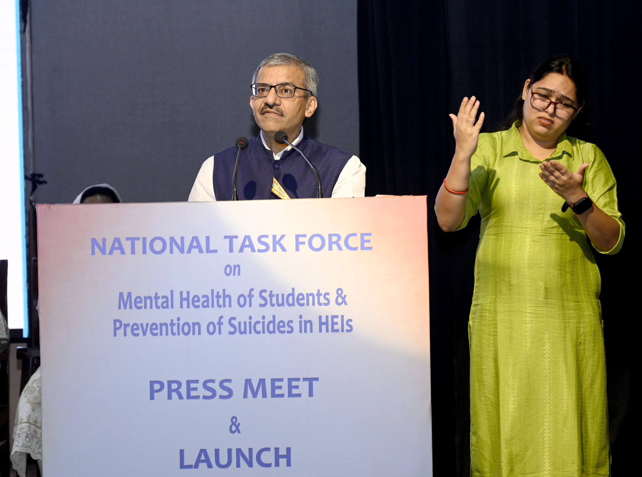 Glimpses of the Press Meet and launch of Website for the National Task Force on Mental Health