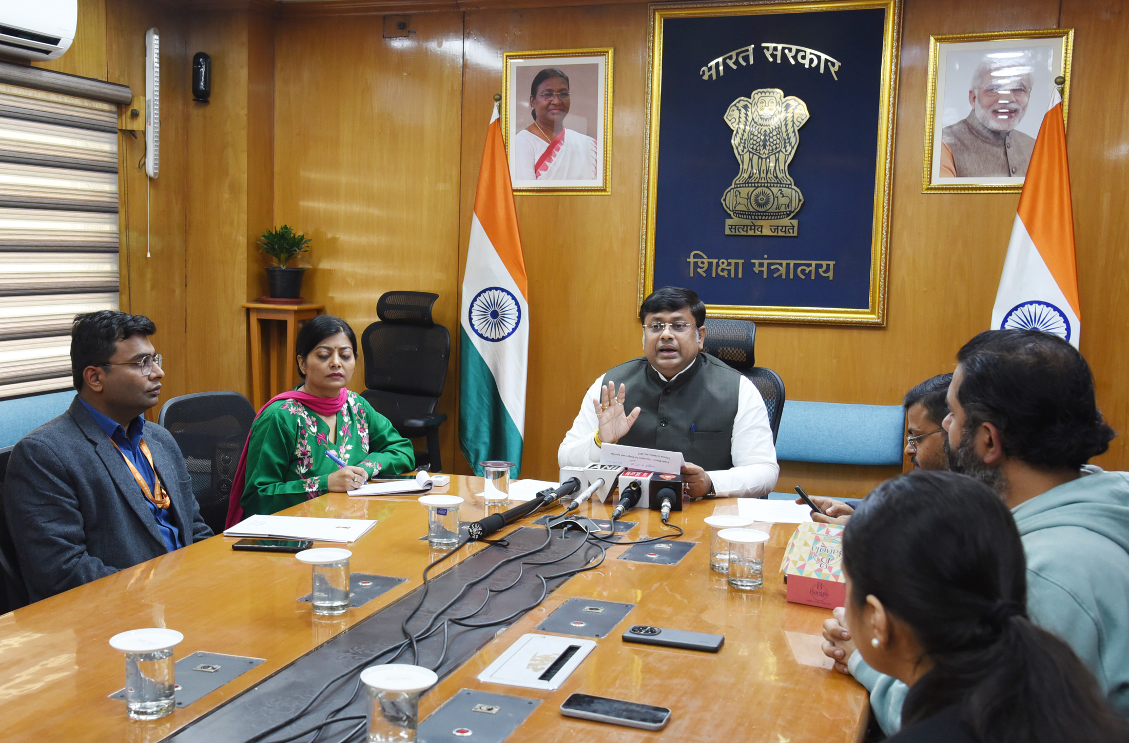 Dr. Sukanta Majumdar briefing the Media on “The Viksit Bharat–Guarantee for Rozgar and Ajeevika Mission (Gramin)