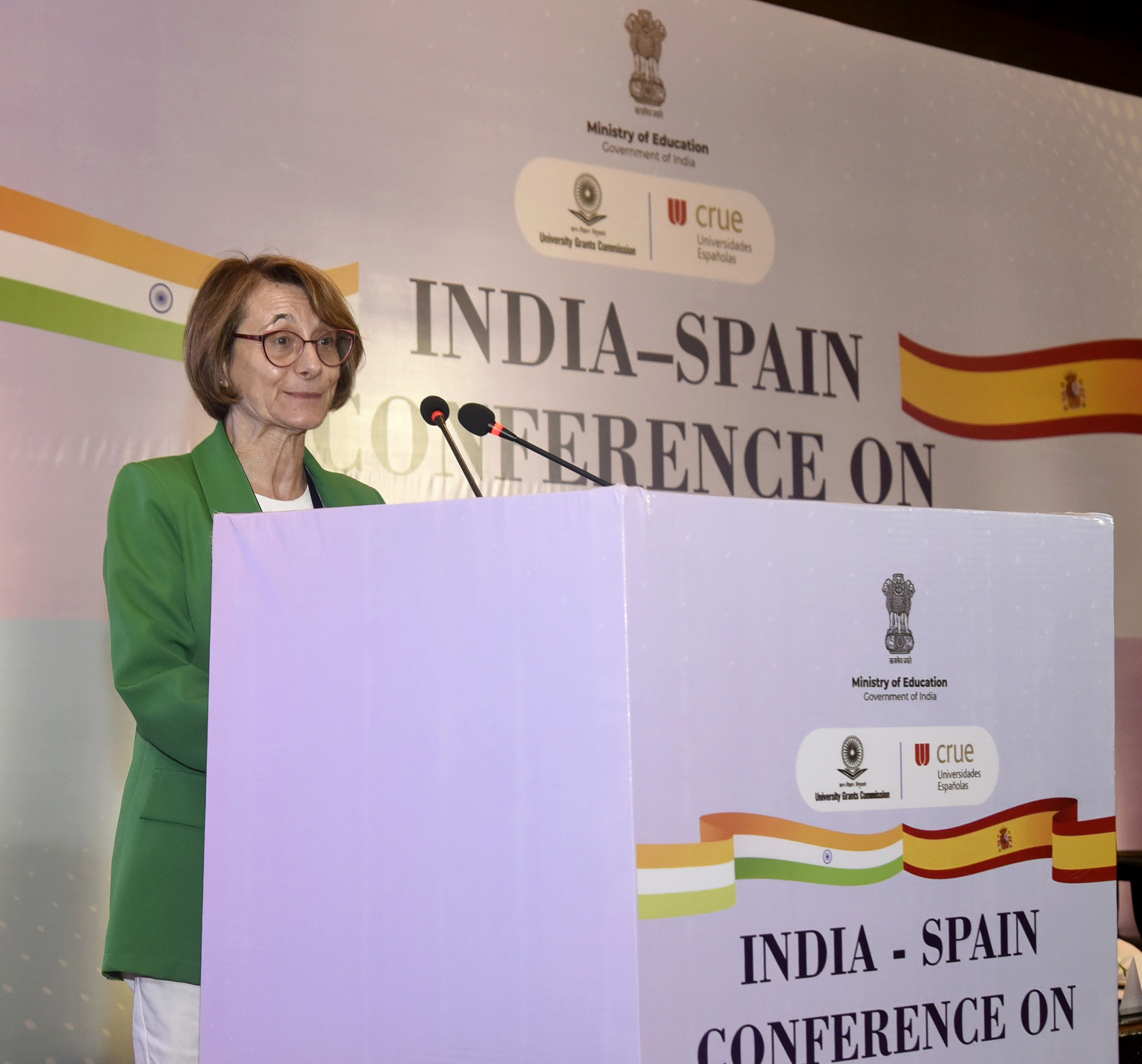 Prof. Eva Alcón addressing at the India-Spain collaboration conference