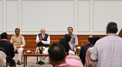 PM interacting with the National Awardee Teachers on the eve of Teachers Day, in New Delhi