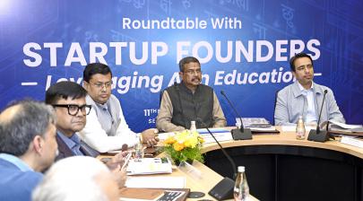 The Union Minister for Education, Shri Dharmendra Pradhan chaired a roundtable with Founders of 10 new-age Indian Startups who use AI in education, at IIT Delhi on February 11, 2026.