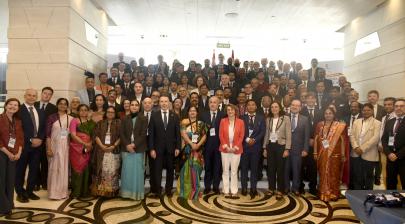 group photograph during attends India - Spain Conference