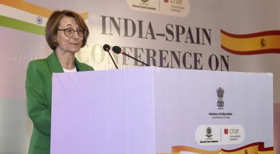 Prof. Eva Alcón addressing at the India-Spain collaboration conference