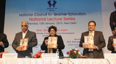 The Secretary, Dept. of SE&L, MHRD, Smt. Vrinda Sarup releasing a module on Swami Vivekanand and Education, in New Delhi on January 12, 2015