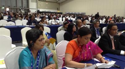 Union HRD Minister Smt Smriti Irani addressing the World Education Forum at South Korea on 20th May 2015